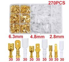 Kit 270 Conector Terminal Emenda Fio Automotivo Tipo Faston