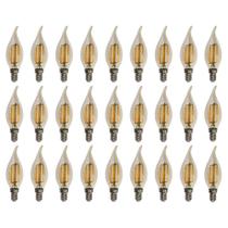 Kit 28 Lâmpadas Filamento Led Vela Bico Torto Âmbar 4W E14 2700K