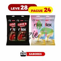 Kit 28 Preservativo Camisinha Rilex 16 Sensitive Extra Fino + 12 Sabor Algodão Doce / Leite condensado