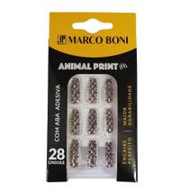 Kit 28 Unhas Postiça Bailarina Animal Print Snake Marco Boni
