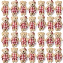 Kit 28 Ursos Natal Pelúcia Casal Ursinho Enfeites Natal 12cm