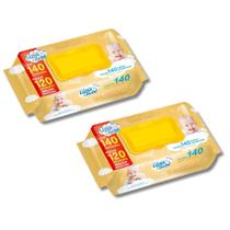 Kit 280 Lenços Umedecidos Upa Bebê Sem Álcool 2 Pacotes de 140 Unidades