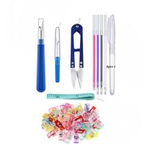 Kit 29 Acessório Ferramentas Costura Bordado Tesoura Canetas