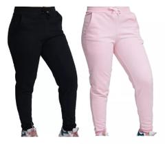 Kit 2calça Moletom Feminina Flanelado Cós Médio Bolso Lateral