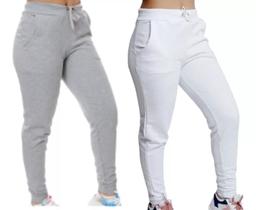 Kit 2calça Moletom Feminina Flanelado Cós Médio Bolso Lateral