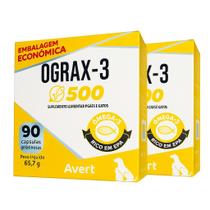 KIT 2CX Ograx 3 500Mg Com 90 Capsulas Suplemento Vitamínico Ômega 3 Para Cães e Gatos