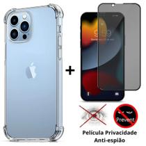 Kit 2em1 Capa Capinha TPU Anti-Impacto + Película 3D Privacidade Compatível Com iPhone 14 Pro Max - Premium