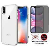 Kit 2em1 Capa Clear Space + Película 3D Privacidade Anti-Espião Compatível Com iPhone X / iPhone XS