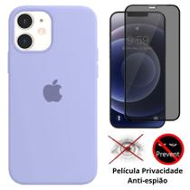 Kit 2em1 Capa + Película Para iPhone 12 Mini - Case Silicone Aveludada + Película 3D Privacidade - Premium