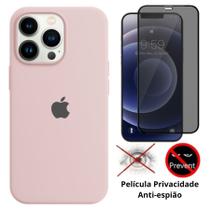 Kit 2em1 Capa + Película Para iPhone 12 Pro Max - Case Silicone Aveludada + Película 3D Privacidade - Premium