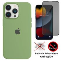 Kit 2em1 Capa + Película Para iPhone 14 Pro - Case Silicone Aveludada + Película 3D Privacidade