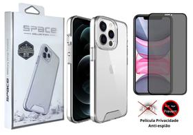 Kit 2em1 Compatível Com iPhone 11 - Capa Case Clear Space + Película de Vidro 3D Anti-Espião