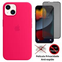 Kit 2em1 Compatível Com iPhone 14 Plus - Capa Case Aveludada + Película 3D Full Cover Anti-Espião - Premium