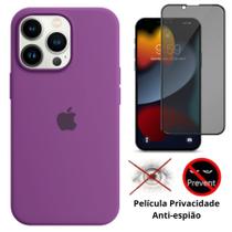 Kit 2em1 Compatível Com iPhone 14 Pro - Capa Case Aveludada + Película 3D Full Cover Anti-Espião - Premium