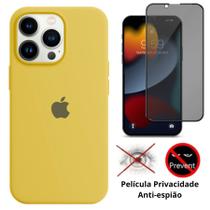 Kit 2em1 Compatível Com iPhone 14 Pro Max - Capa Case Aveludada + Película 3D Full Cover Anti-Espião - Premium