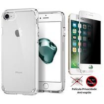 Kit 2em1 Compatível Com iPhone SE 2ª Geração - Capa Clear Space+ Película 3D Privacidade Anti-Espião