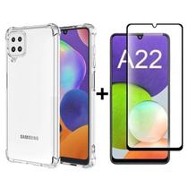 Kit 2em1 Compativel Com Samsung Galaxy A22 4G - Capinha TPU + Pelicula 3D Vidro Temperado Full Cover