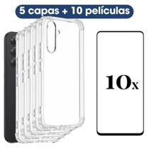 Kit 2em1 Compatível Com Samsung Galaxy A54 5G - 05 Capas Anti-Impacto + 10 Películas Vidro 3D Tela