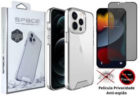 Kit 2em1 Compatível iPhone 14 ao 14 Pro Max- Capa Capinha Space+ Película 3D Privacidade Anti-Espião