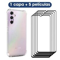 Kit 2em1 Compatível SAM Galaxy A34 5G - 01 Capa TPU Anti-Impacto + 05 Películas Vidro Temperado 3D