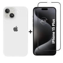 Kit 2em1 Premium Para iPhone 15 Plus - Capa Case Aveludada + Pelicula de Vidro 3D 5D Full Cover