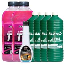 Kit 2L Aditivo Concentrado T-5 Para Radiador 4L Água Desmineralizada 1 Selante De Radiador 200ml