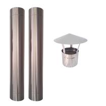 Kit 2m Dutos Chapéu Chinês Curva 45 Inox 304 - Chaminé Kit 2m Dutos Chapéu Chinês Curva 45 Inox 304 - Chaminé