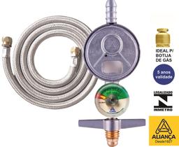 Kit 2m Mangueira Metálica Dako Registro 505Visor Aliança gas
