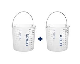 Kit 2nd Balde Plástico Graduado Transparente 12L com Alça