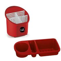 Kit 2pç Cozinha Escorredor Porta Talheres Organizador Pia Porta Detergente - Uz