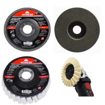 Kit 2pc Discos Polimento Metal Limpeza e Feltro Inox 4,5p x 22mm