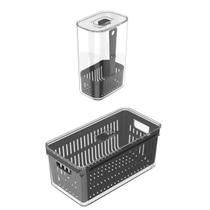 Kit 2Pc Organizador De Geladeira E Tempero Clear Fresh Ou