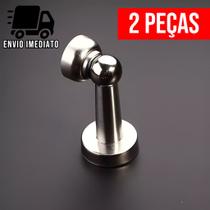 Kit 2Trava Porta Magnético Prendedor de Aço Inox Cromado Slim com Imã e Fixador Parafusado