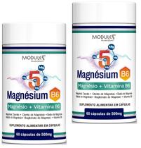 Kit 2un 5magnésios+ B6 Malato Quelato Taurato Cloreto Óxido 60cps Sabor:Sem sabor Kit 2un 5magnésios+ B6 Malato Quelato Taurato Cloreto Óxido 60cps Sabor:Sem sabor