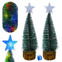 Kit 2Un Arvore de Natal Pinheiro LED Estrela Luz Colorido Enfeite de Mesa Decoração 20Cm