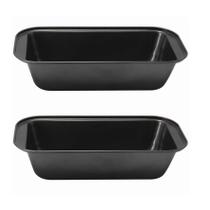 Kit 2un assadeira antiaderente retangular p/ pao bolo média