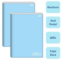 Kit 2un Caderno Brochura Capa Dura Grande 80fls Tons Pasteis Cor Azul Jandaia Escolar Ensino Fundamental Infantil Kit 2un Caderno Brochura Capa Dura Grande 80fls Tons Pasteis Cor Azul Jandaia Escolar Ensino Fundamental Infantil