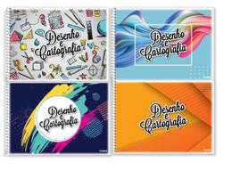 Kit 2un Caderno De Cartografia E Desenho 96 Folhas Sortidos