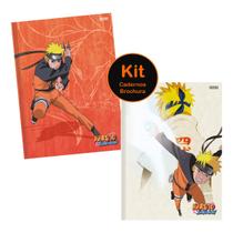 Kit 2un Caderno Naruto Uzumaki Shippuden Brochura 80 Fls Capa Dura Escolar Fundamental Série Mangá Japonês Ninja