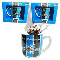 Kit 2Un Caneca Xícara Porcelana Reforçada 300Ml Azul Café