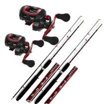 Kit 2un Carretilhas Cmik 19 Rolamentos Drag: 8Kg 2 Varas para Carretilha 1,80m 17-30lbs