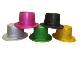 Kit 2un Cartola Chapéu plástico Glitter Fantasia Carnaval
