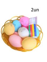 Kit 2Un Cestinha 10 Ovos Colorir Páscoa 4 Canetinhas