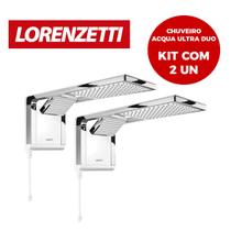 Kit 2un Chuveiro Lorenzetti Acqua Duo Ultra Branco com Cromado 220v 7800w