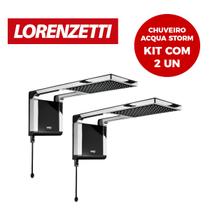 Kit 2un Chuveiro Lorenzetti Acqua Storm Ultra Preto com Cromado 127v 5500w