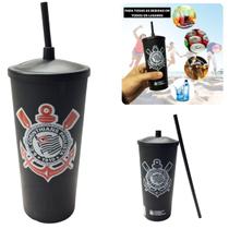 Kit 2Un Copo Plástico Preto Tampa + Canudo 500Ml Time Kit 2Un Copo Plástico Preto Tampa + Canudo 500Ml Time