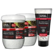 Kit 2un creme pimenta negra 1un gel termoativo dagua natural Kit 2un creme pimenta negra 1un gel termoativo dagua natural