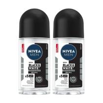 Kit 2un Desod Roll On Men Invisible Black White 50ml - Nivea