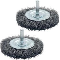 KIT 2un Escova de Aço Ondulado Circular Haste 75x10 - Pequi