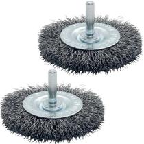 KIT 2un Escova de Aço Ondulado Circular Haste 75x10 - Pequi